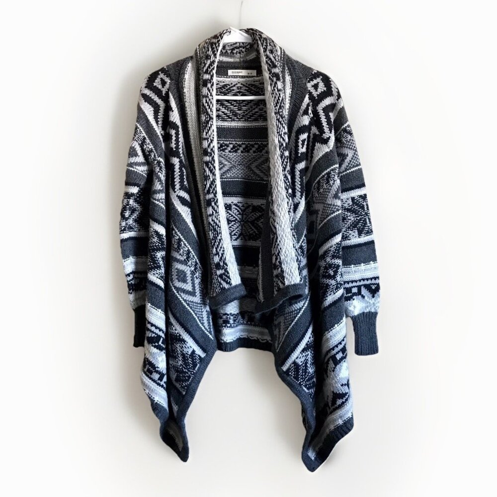 Old Navy Knit Open Front Alpine Gray White Size Small Drape Cardigan Heavyweight